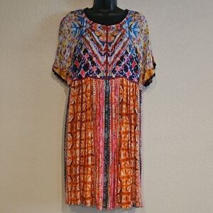 Anthropologie Bl-nk| Women's Trudie Colorful Tie Dye Midi Tunic Dress Sz M